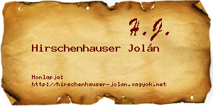 Hirschenhauser Jolán névjegykártya