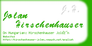 jolan hirschenhauser business card
